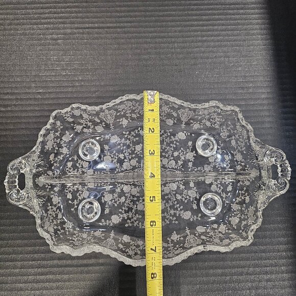 Vintage Cambridge 4 Toed 3 Part Celery Relish Dish in Rose Point Clear Pattern # - Picture 12 of 12